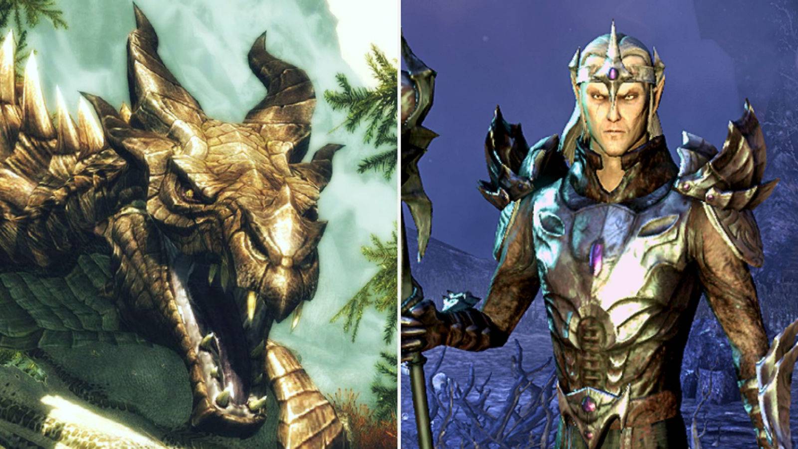 Skyrim Dragon And Mannimarco From Elders Scrolls Online Feature