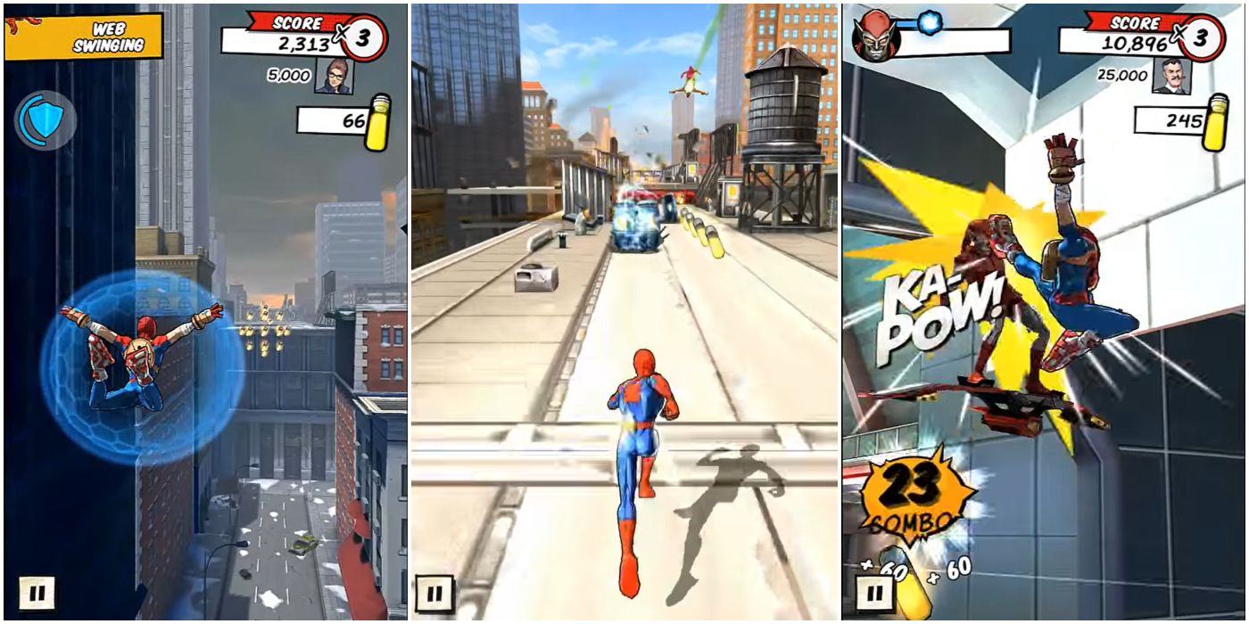 Spider-Man Unlimited a Collage of Screenshots