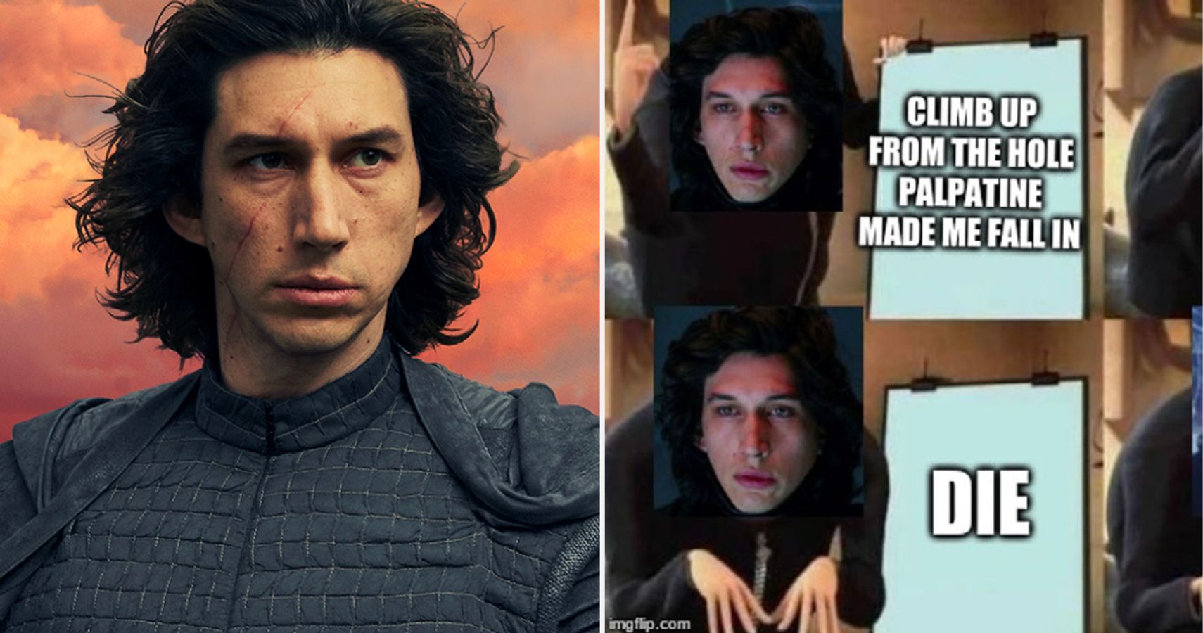 Star Wars Kylo Ren and a meme of his plans
