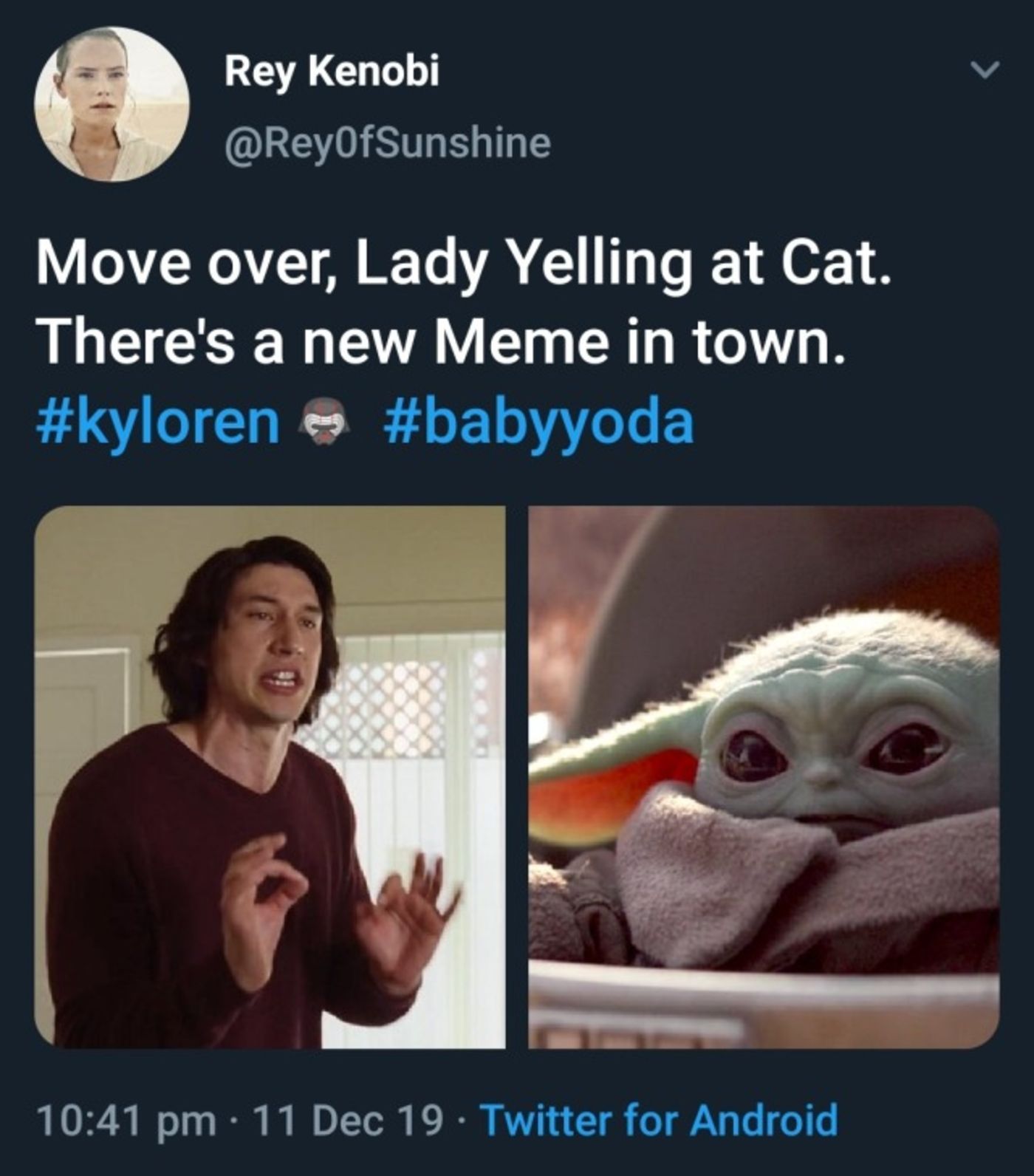 Star Wars Kylo Ren Yelling At Baby Yoda Meme Format