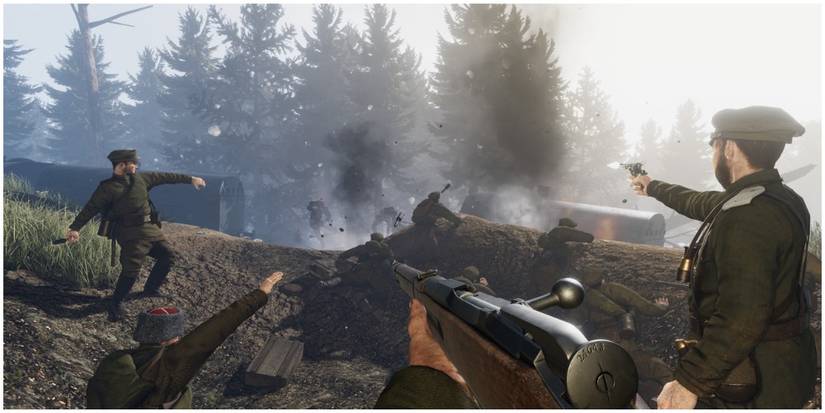 Russian forces defending against the Germans