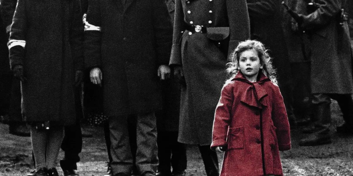 The girl with the red coat in Schindler's List