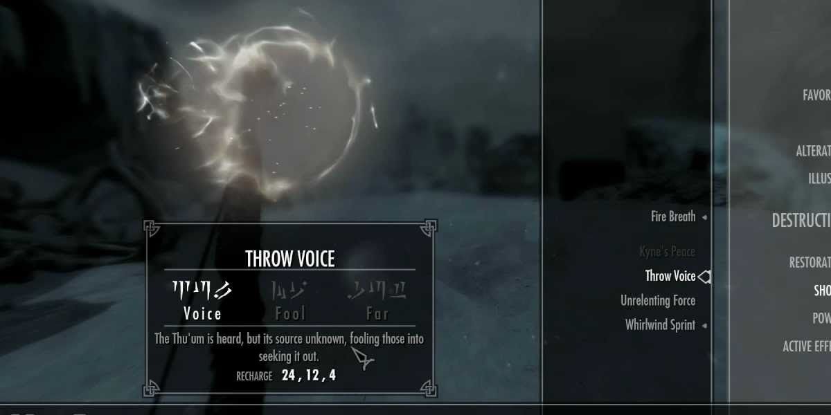 Throw Voice Shout Selected In The Shout List
