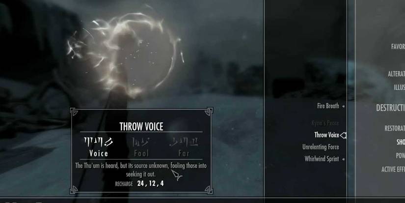 Throw Voice Shout Selected In The Shout List