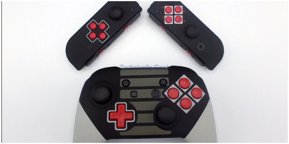 A Switch controller and joycons with a throwback look