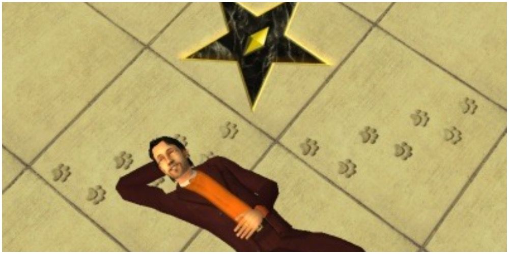 A Sim laying on their star