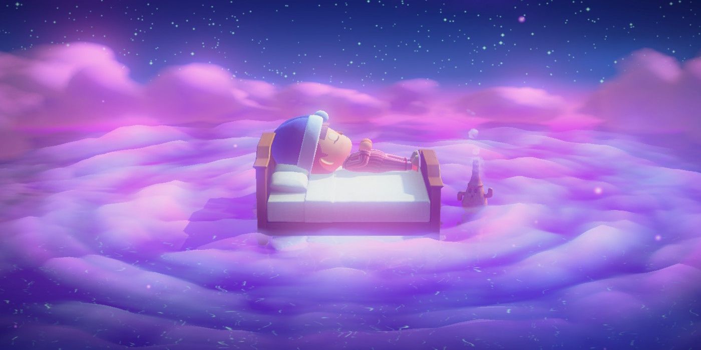 animal crossing new horizons player dreaming in sleep cap
