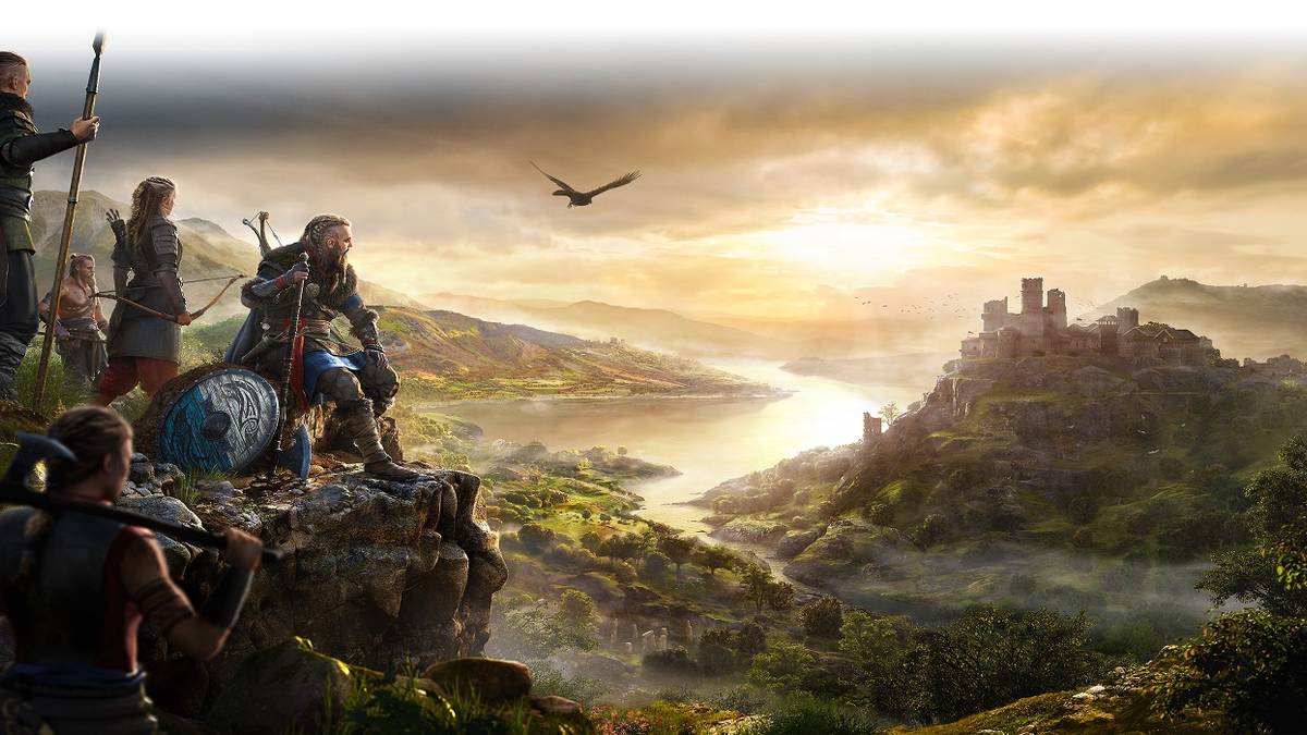 assassin's creed valhalla vikings looking over cliff