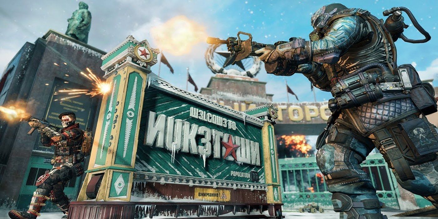 players shooting by nuketown sign in bo4