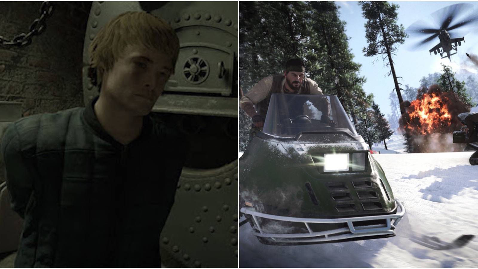 black ops cold war informant and woods on snowmobile