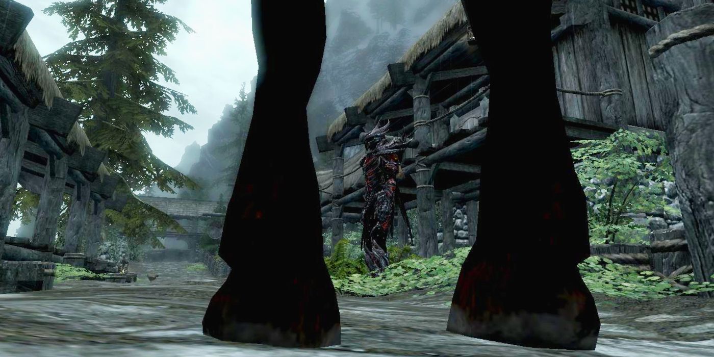 Horse in cutscene in Skyrim