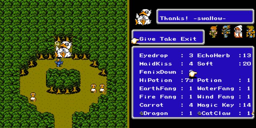 Item storage using the Fat Chocobo in Final Fantasy III