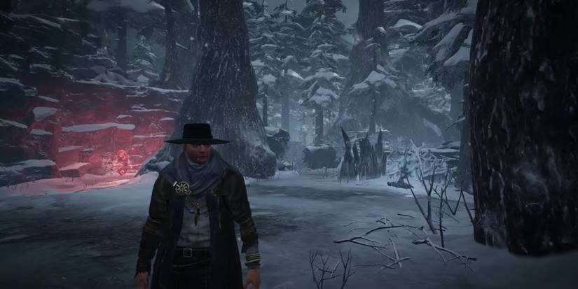 standing in a snowy background