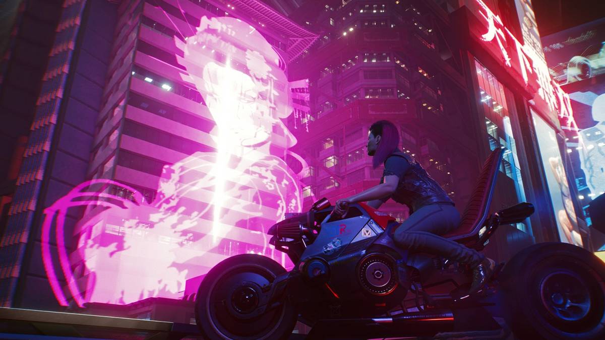 cyberpunk 2077 pink neon advertisement