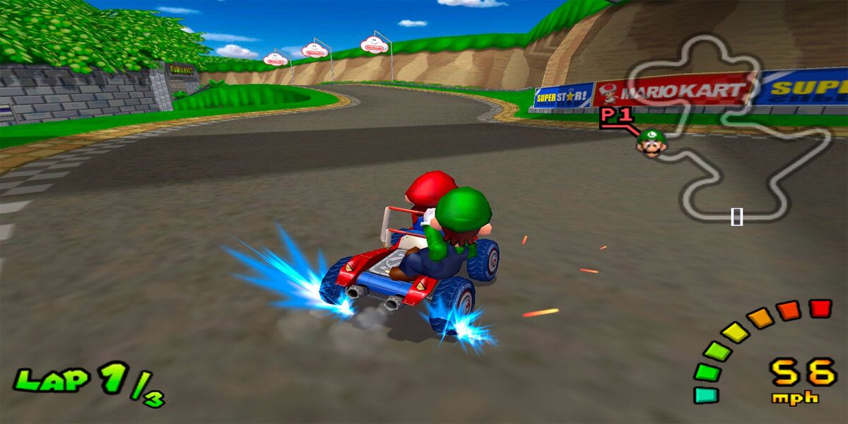 Mario Kart: Double Dash, mario and luigi racing together
