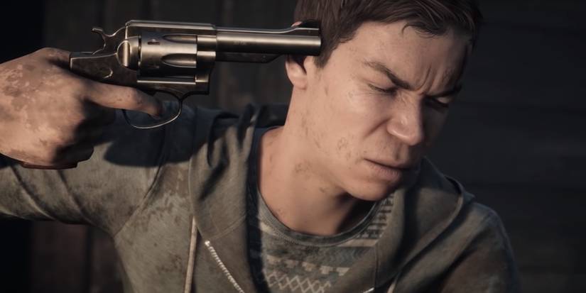 Andrew holds a gun to his head in The Dark Pictures Anthology: Little Hope