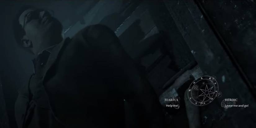 John holds a door shut in The Dark Pictures Anthology: Little Hope