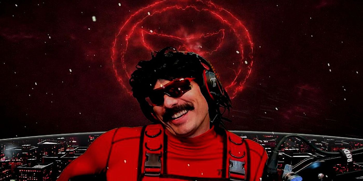 dr disrespect in front of logo