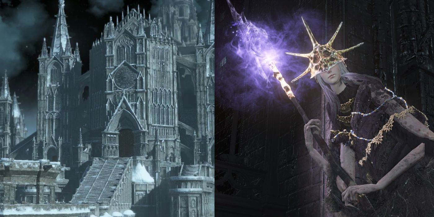 (Left) Anor Londo Dark Souls 3 (Right) Aldrich from Dark Souls 3