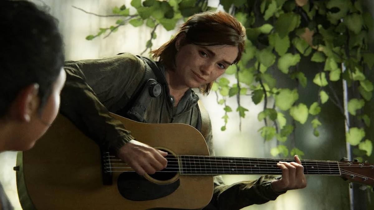 ellie smiles at dina during take on me performance the last of us 2