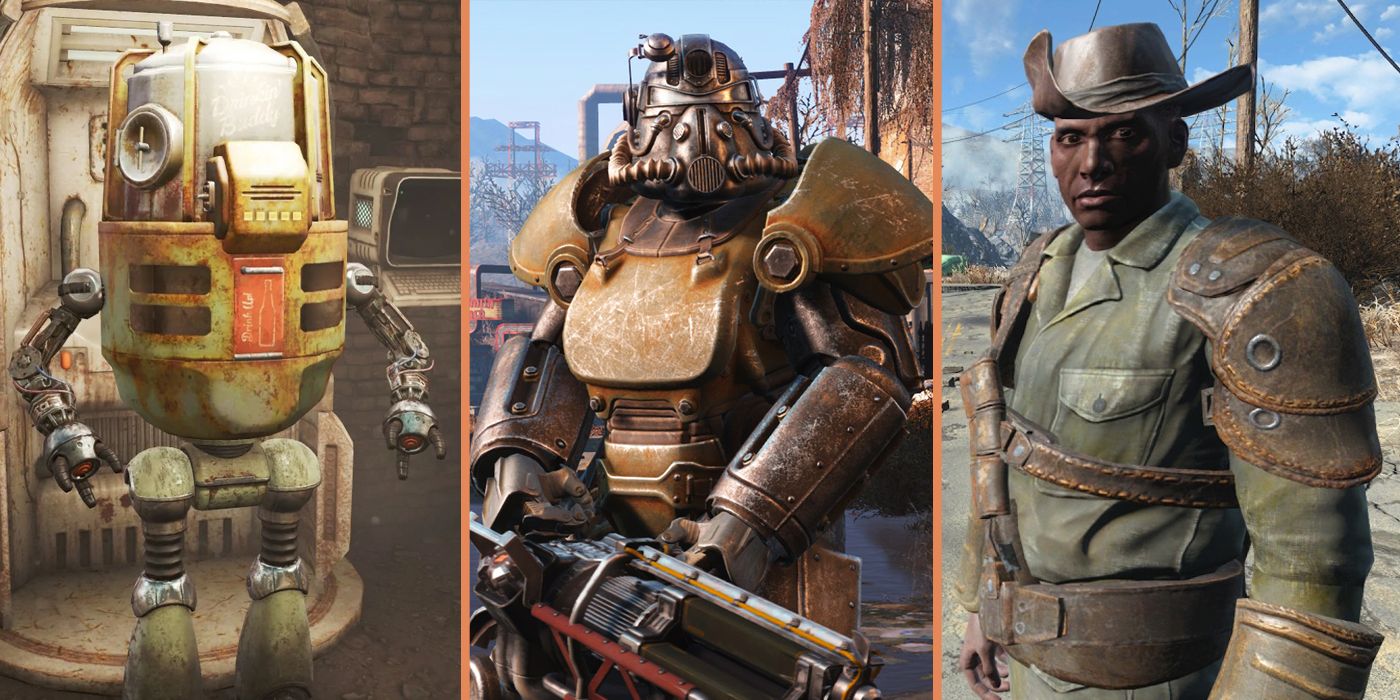 Drinking Buddy, a Brotherhood of Steel member and Preston Garvey from Fallout 4