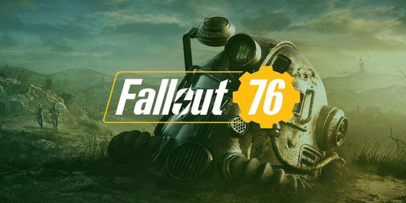 Fallout 76 logo over power armor helmet