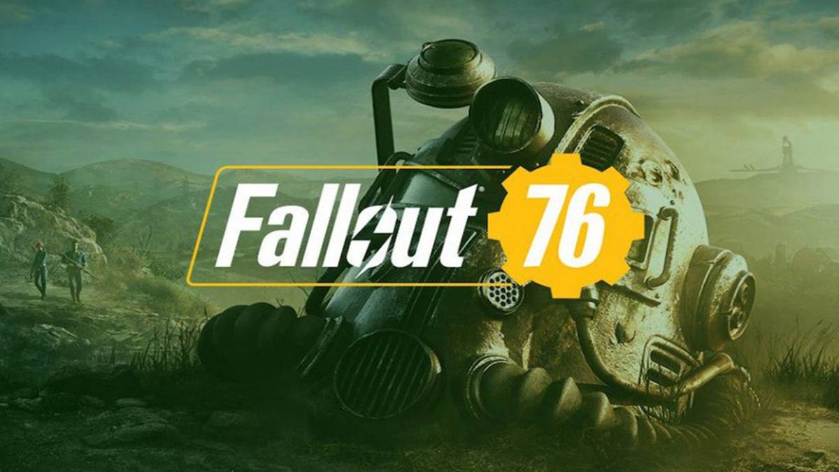 Fallout 76 logo over power armor helmet