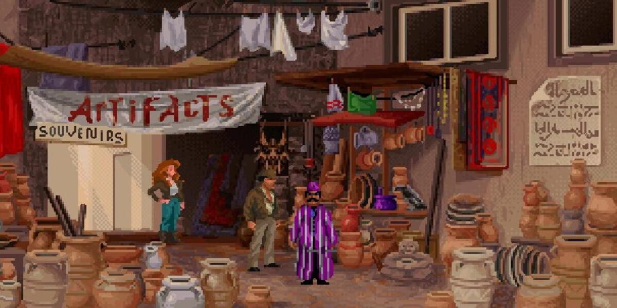 Indiana Jones at a market in Fate of Atlantis