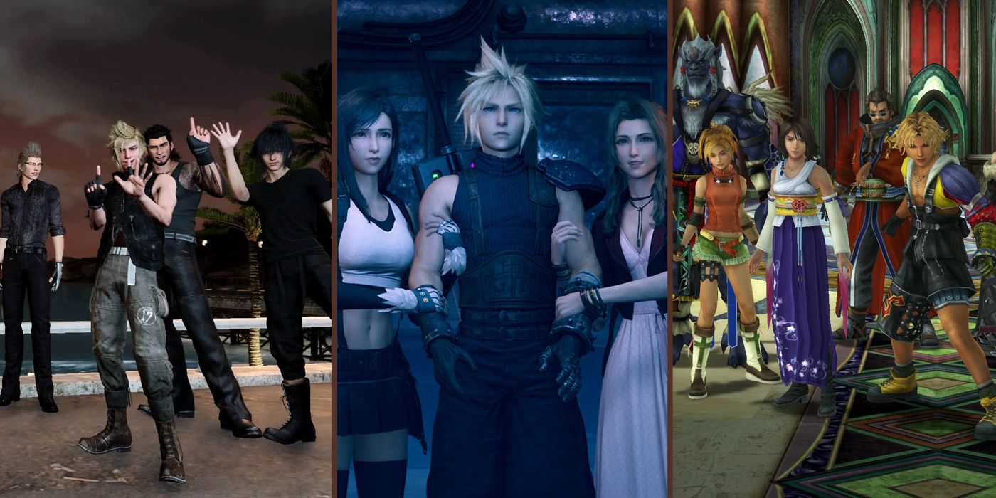 Party members from Final Fantasy XV, Final Fantasy VII Remake and Final Fantasy X