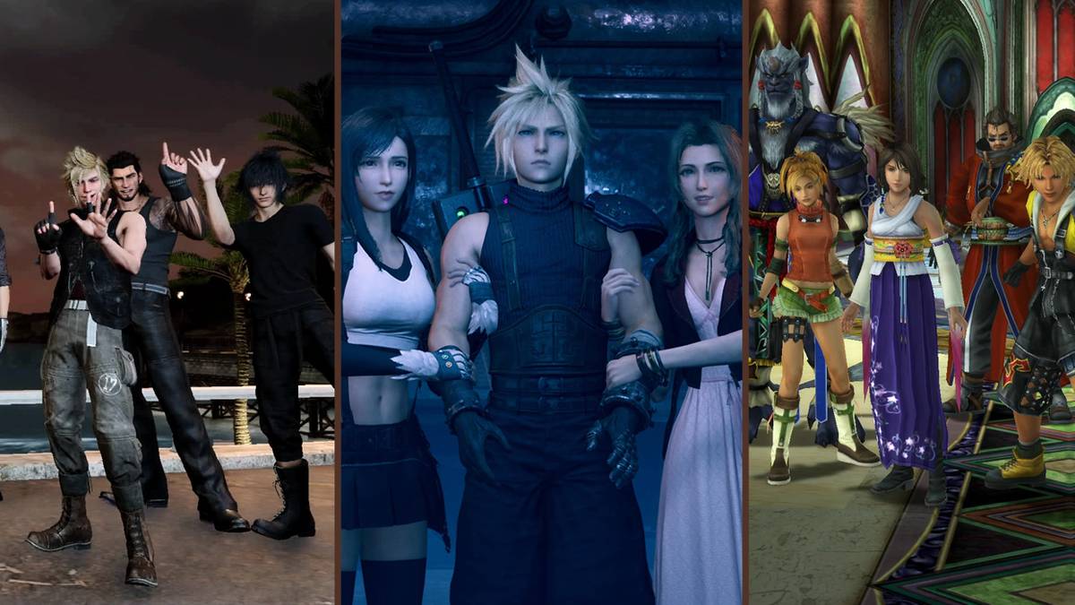 Party members from Final Fantasy XV, Final Fantasy VII Remake and Final Fantasy X