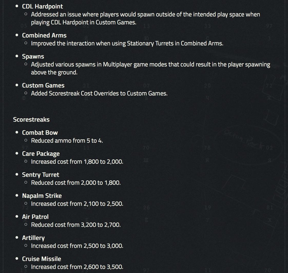 patch notes call of duty cold war