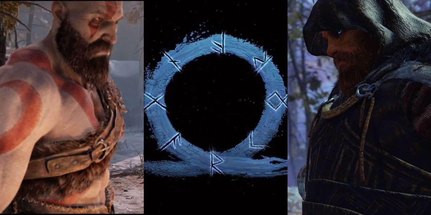 kratos, ragnarok logo, and thor