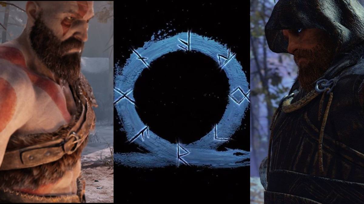 kratos, ragnarok logo, and thor