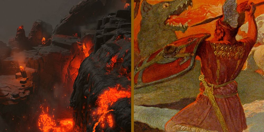Muspelheim, as depicted in God of War and Norse mythology