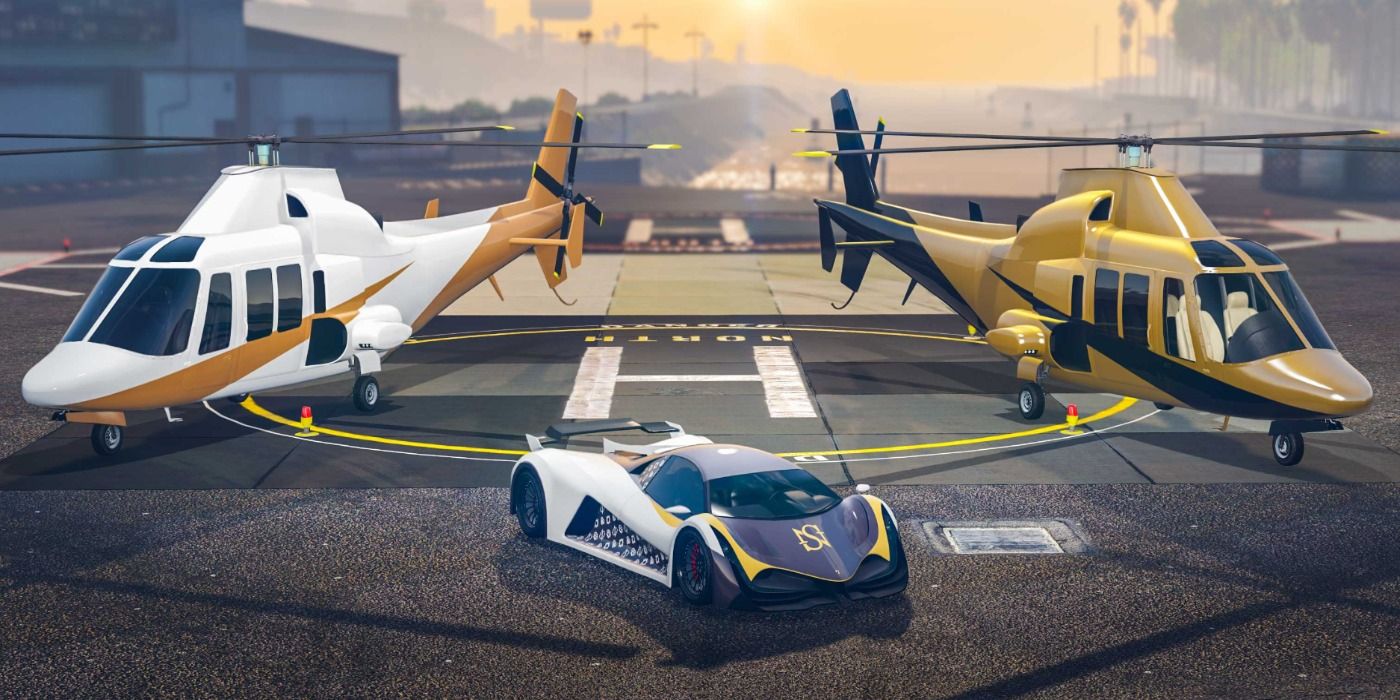 gta online vehicles car and two helicopters