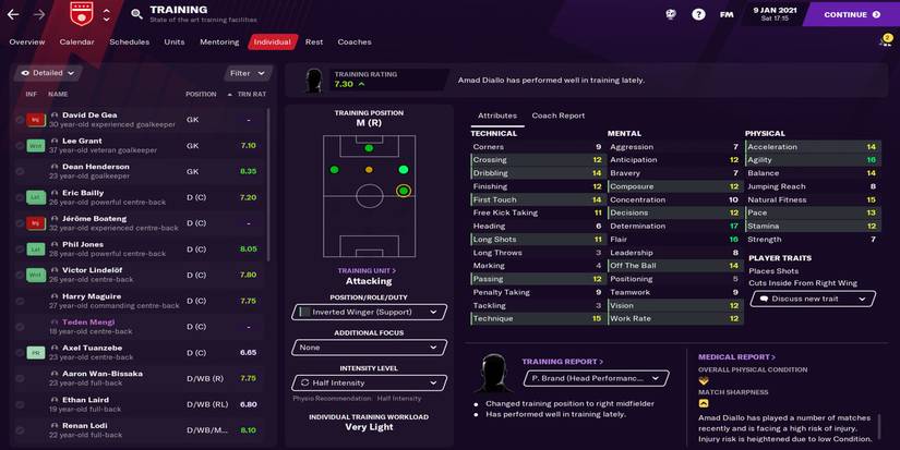 Individual Training in Football Manager 21