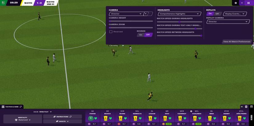 Match speed settings in Football Manager 21