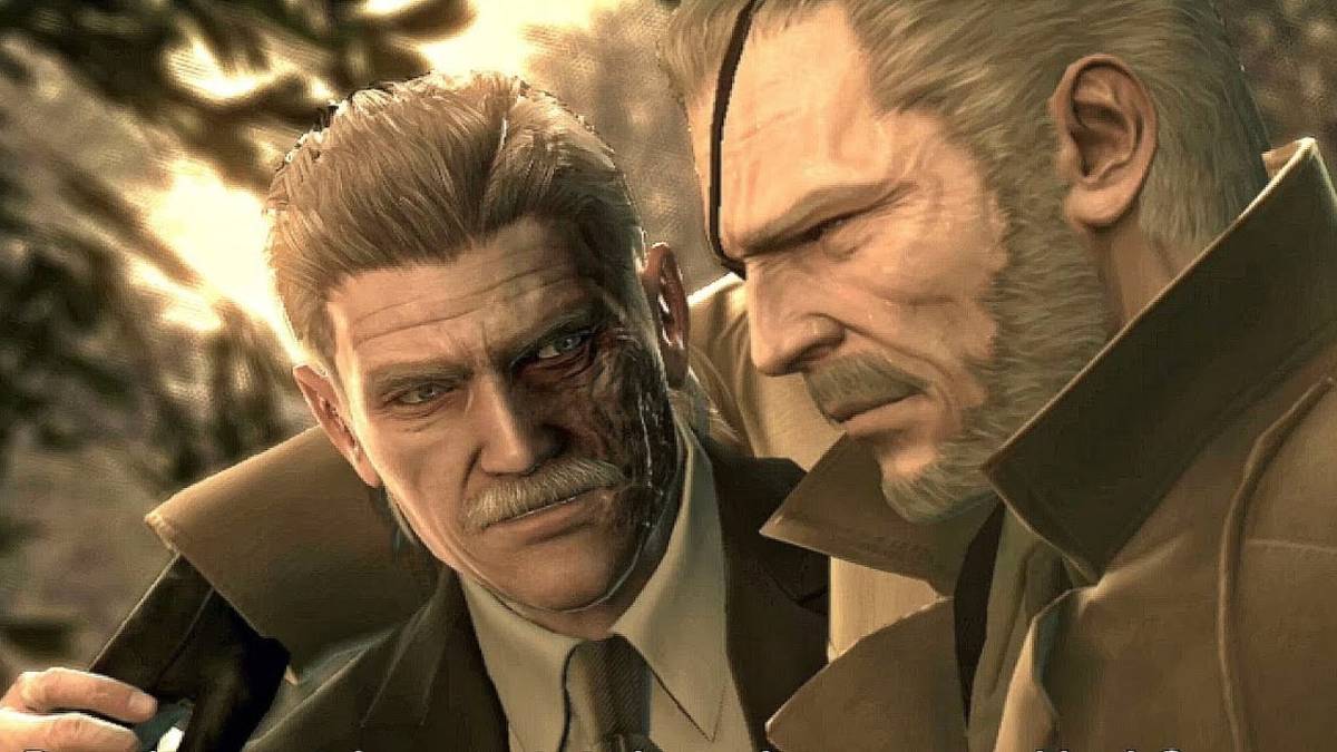 solid snake holding big boss as he dies in mgs 4