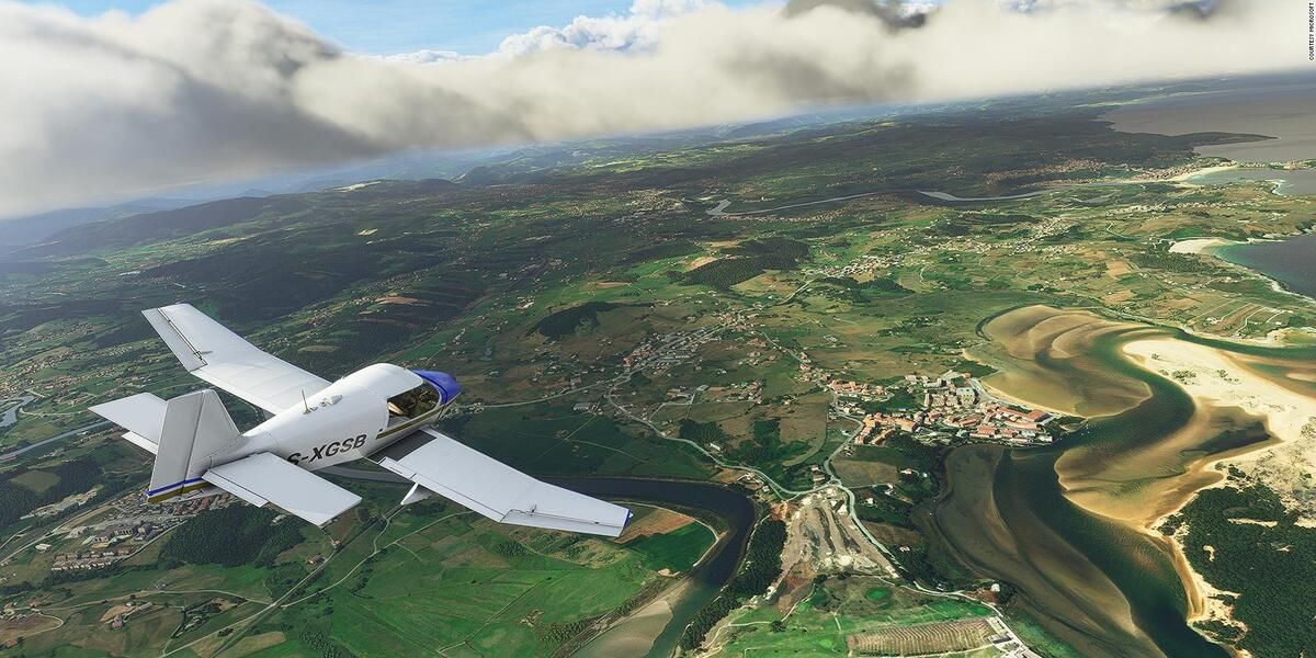 Plane flying in Microsoft Flight Simulator