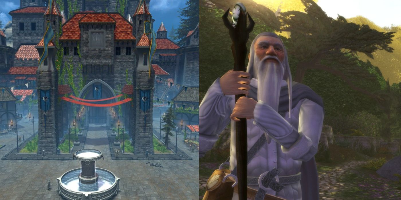 (Left) Town in D&D Neverinter (Right) Wizard in Lord of the Rings Online