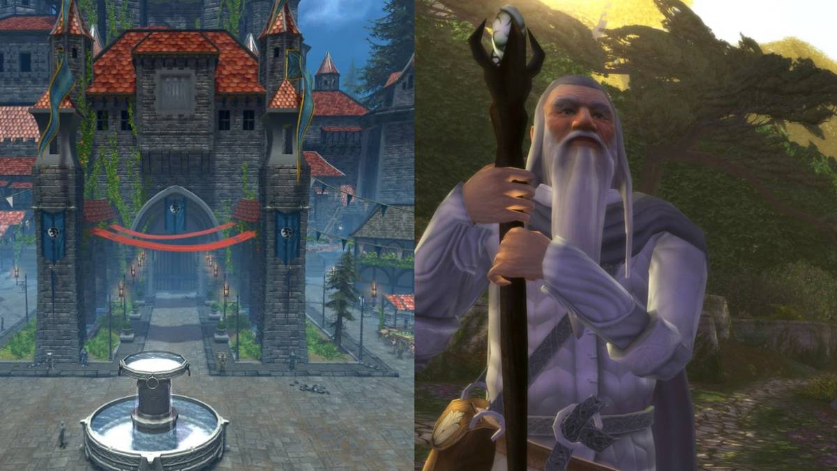 (Left) Town in D&D Neverinter (Right) Wizard in Lord of the Rings Online