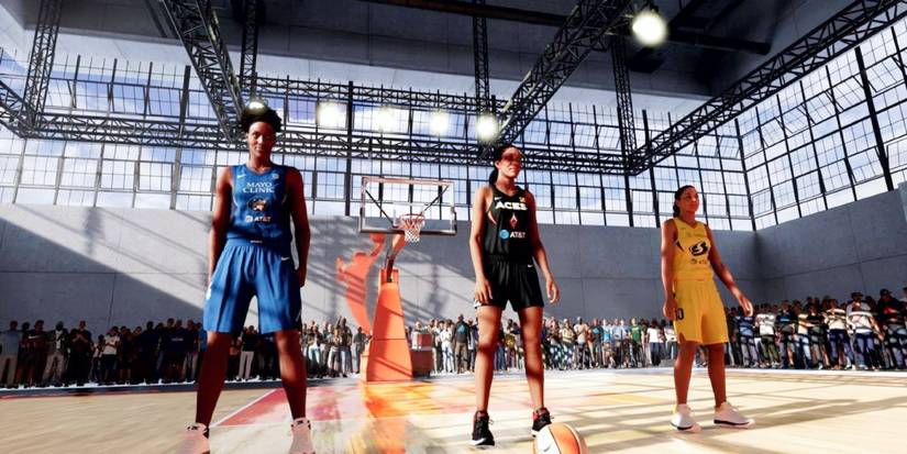 three wnba players on court 2k21