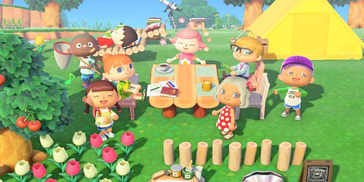 Villagers having a picnic in Animal Crossing: New Horizons