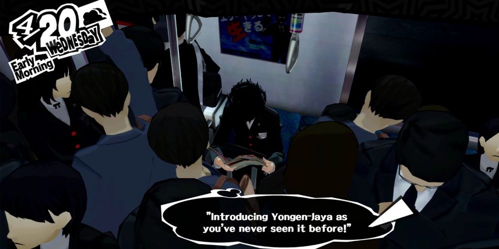Reading on the train in Persona 5 Royal
