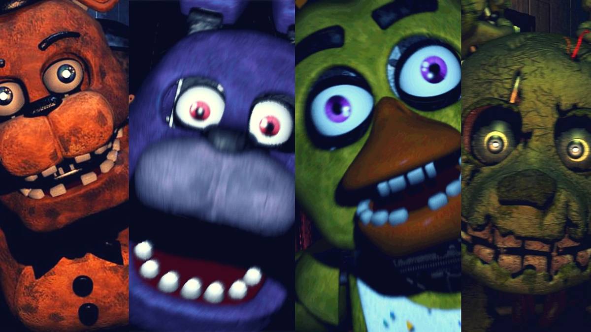 Freddy, Bonnie, Chica and Springtrap jump scare animations in different fnaf games