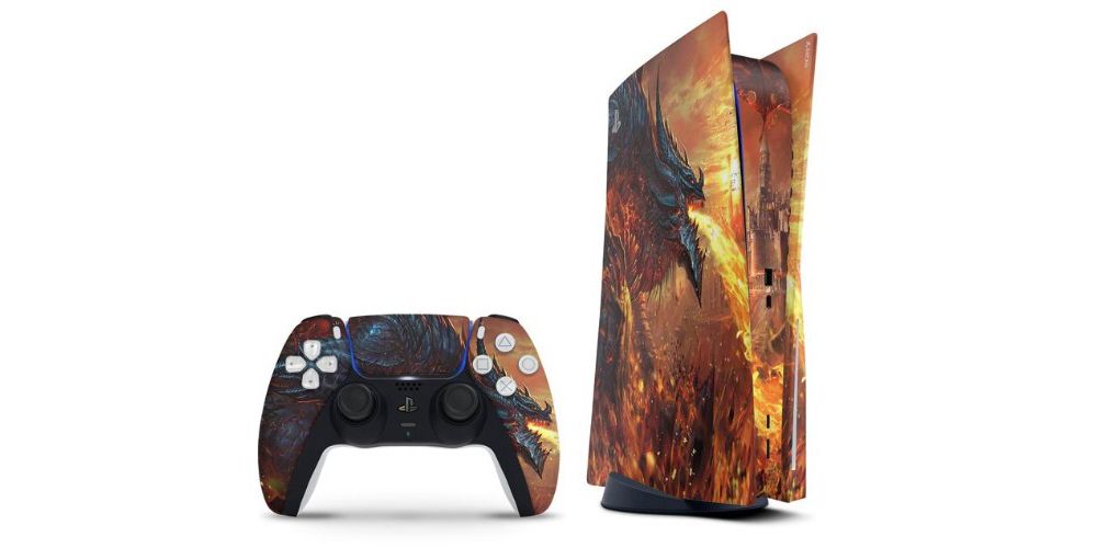 Fire Breathing Dragon Decal For Playstation 5 Controller And Console