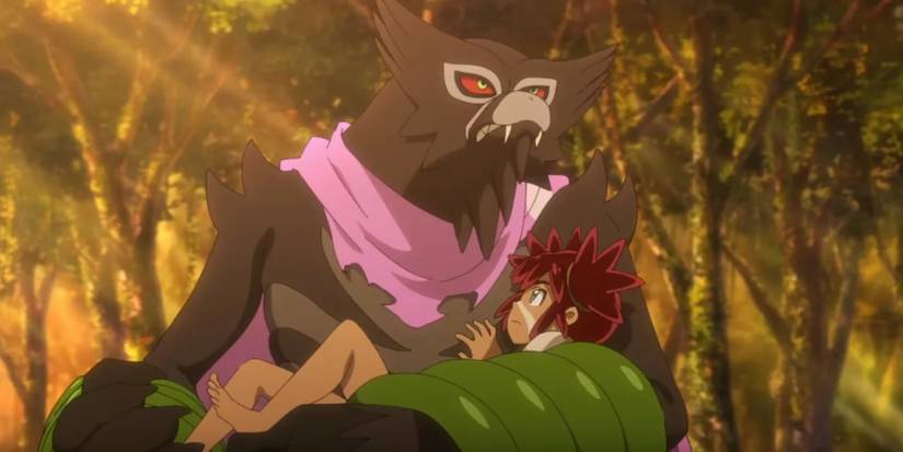 pokemon anime zarude holding jungle boy