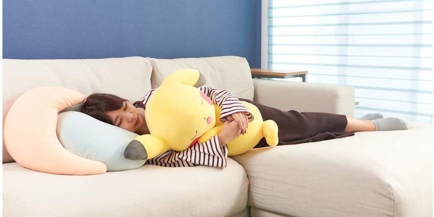 pokemon pikachu relax at home plush sleeping