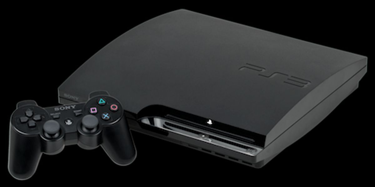 ps3 with controller on a black background