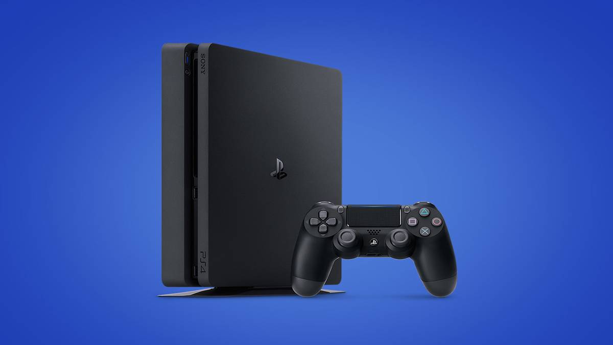 PS4 against blue background